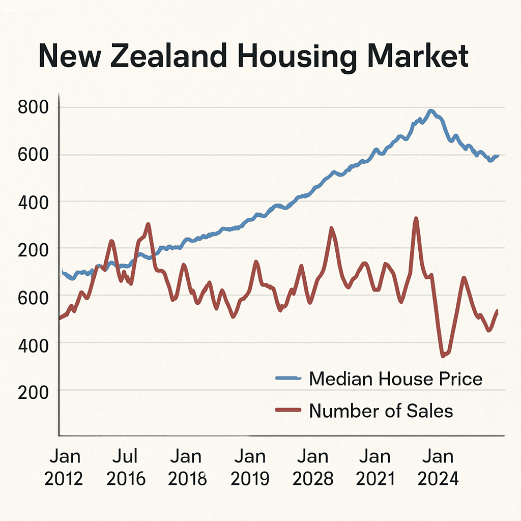 Graph showing trends in New Zealand housing market