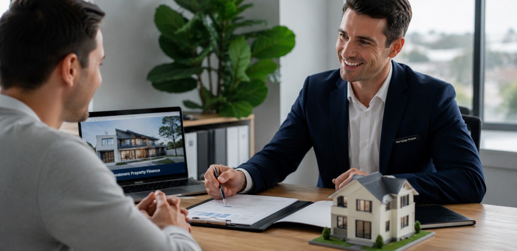 Property investor reviewing finance options with an investment mortgage broker in New Zealand