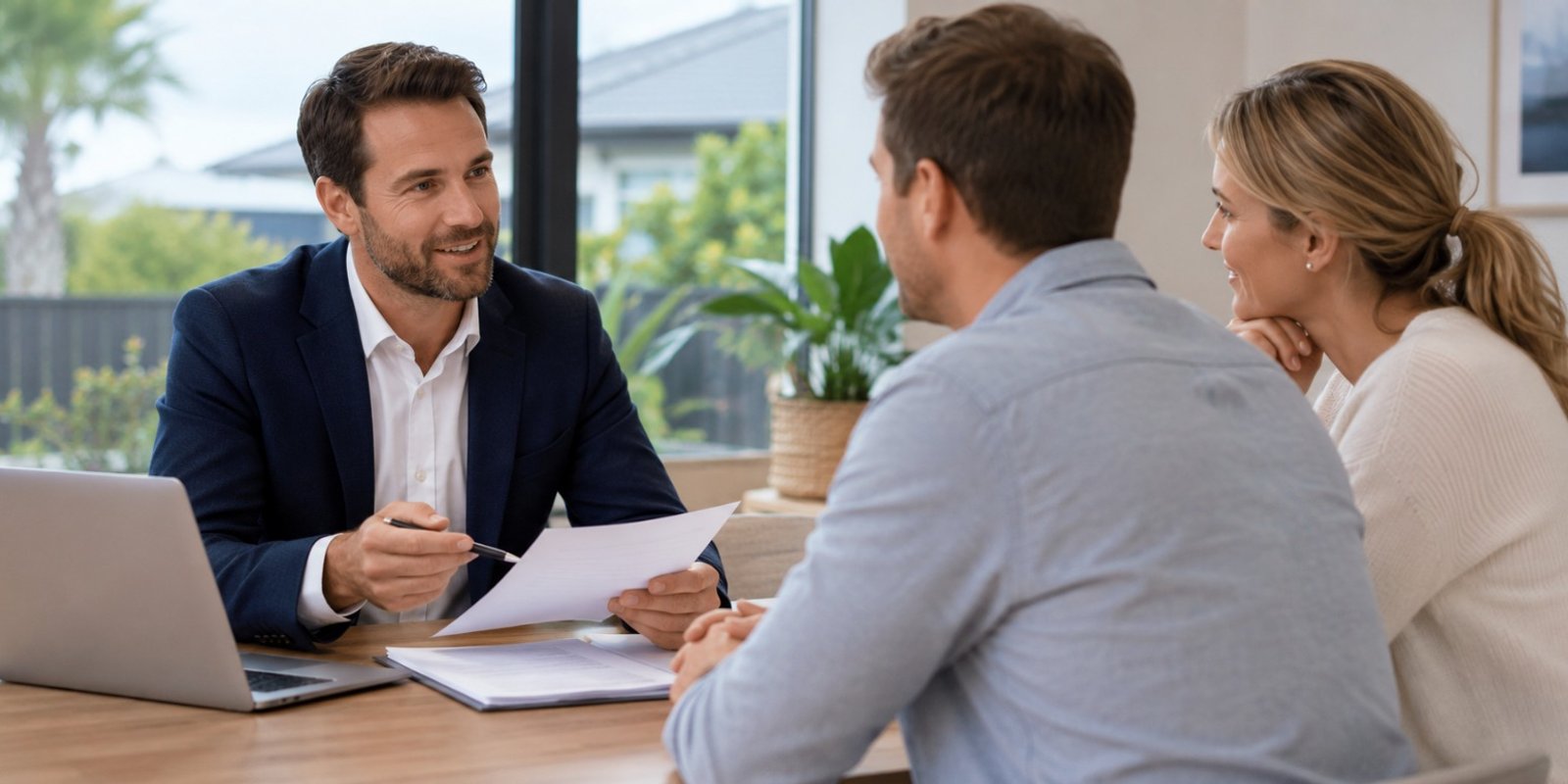 A New Zealand professional discussing non-bank mortgage options and paperwork timelines with clients