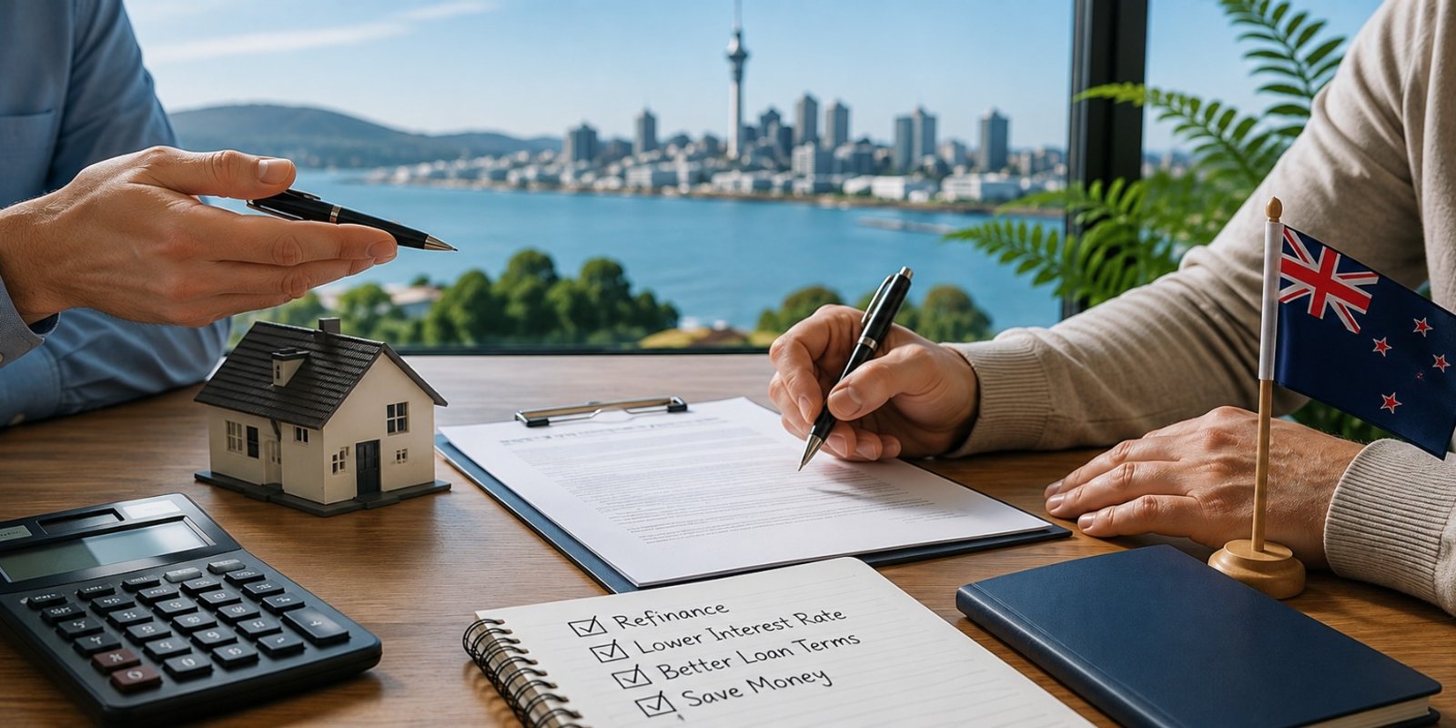 Homeowner comparing refinance and switching loan options in New Zealand