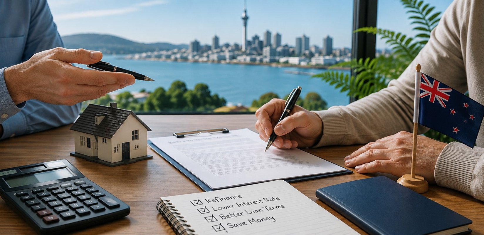 Homeowner comparing refinance and switching loan options in New Zealand
