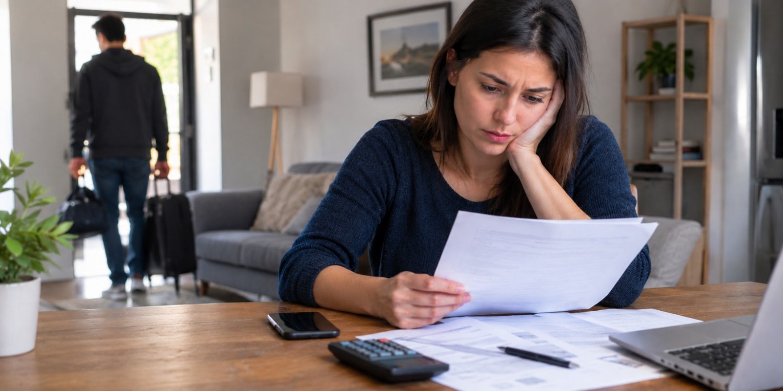 Homeowner reviewing mortgage refinancing documents after separation