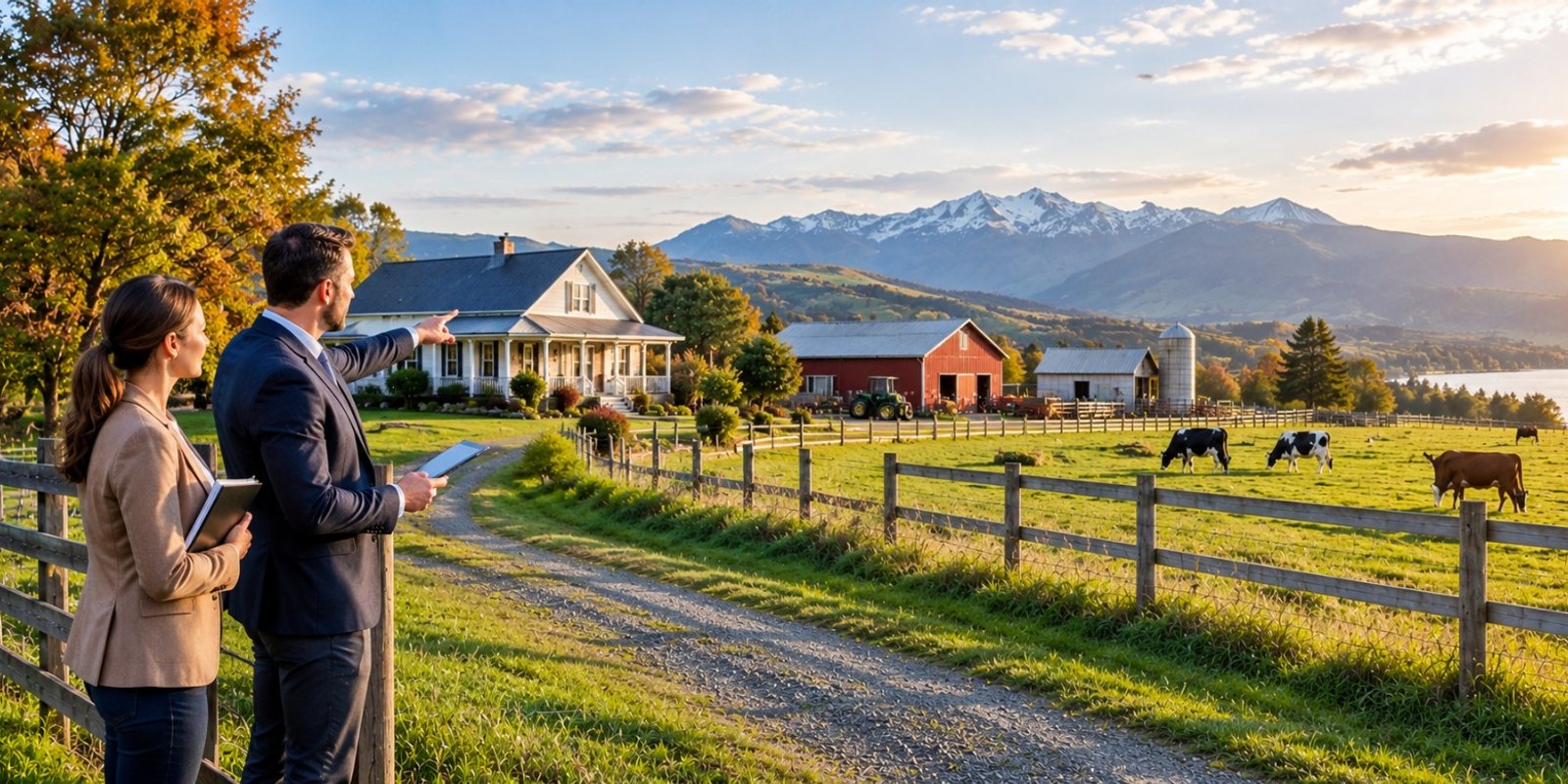 Rural New Zealand farmland and homestead