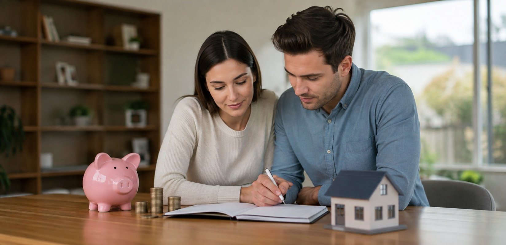 Couple reviewing savings and investment plan for their first home deposit in New Zealand