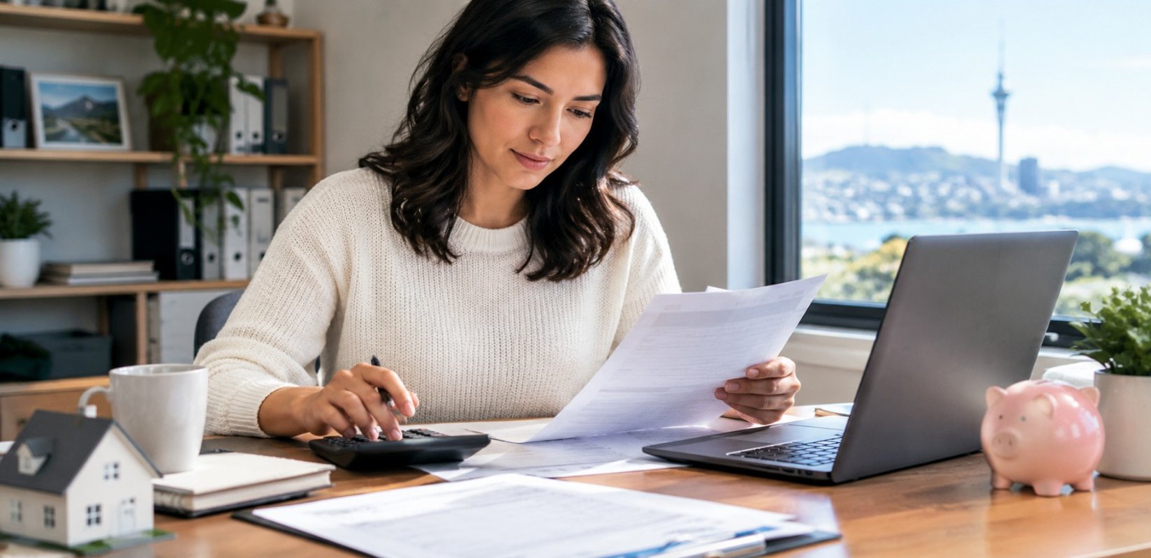 Self-employed business owner reviewing tax deductions before a mortgage application in NZ