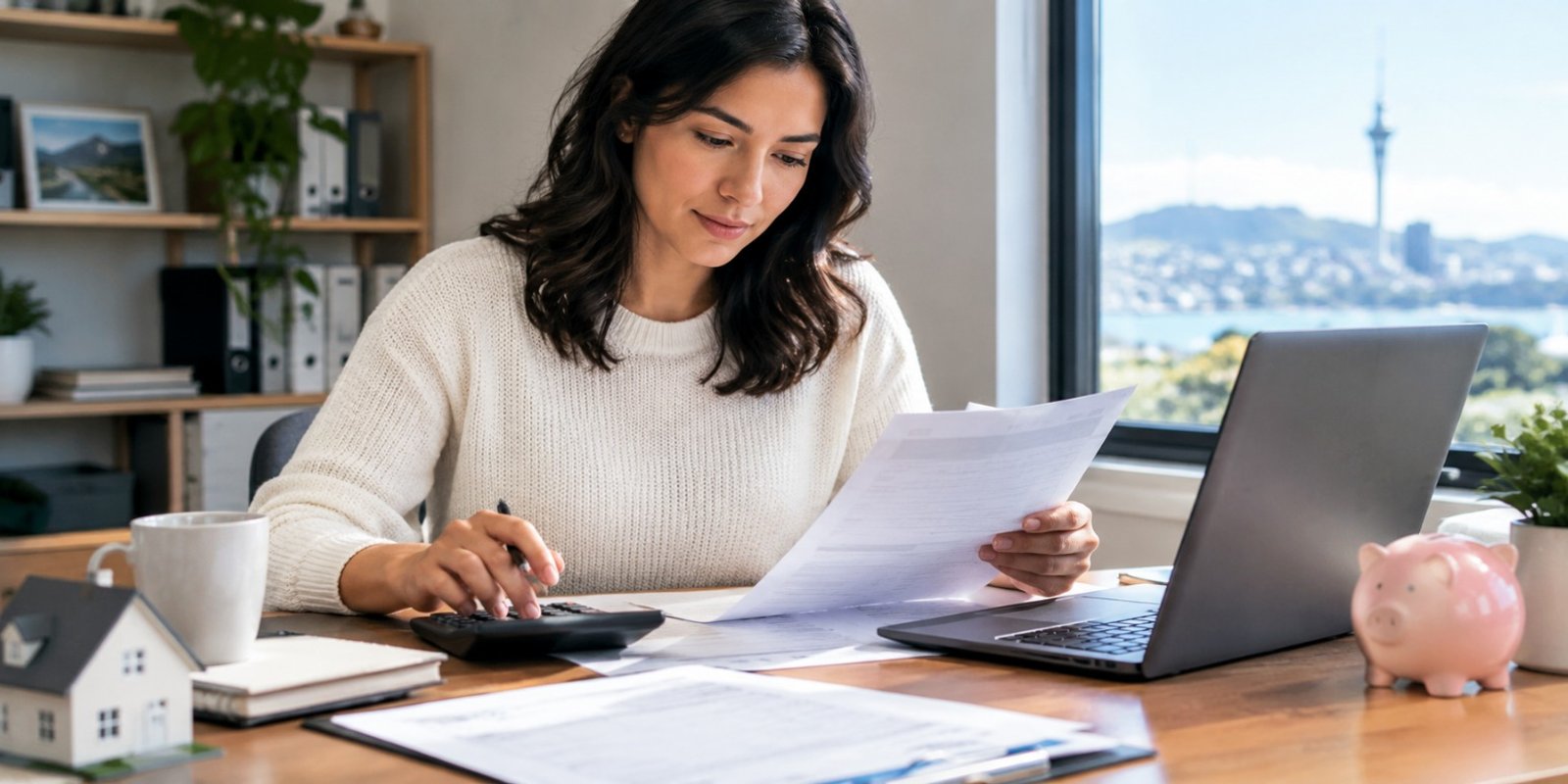 Self-employed business owner reviewing tax deductions before a mortgage application in NZ