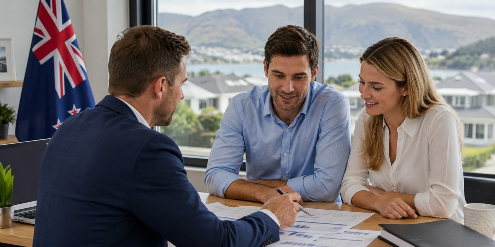 Home buyer discussing timing of a mortgage application with a broker in New Zealand